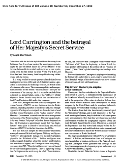 Lord Carrington and the Betrayal of Her Majesty`s Secret Service