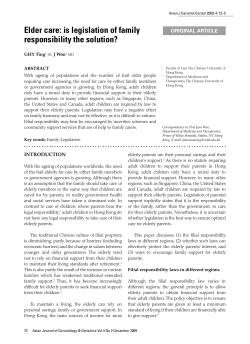 Effects Elder care: is legislation of family responsibility the solution?