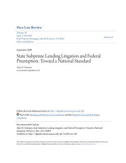 State Subprime Lending Litigation and Federal Preemption: Toward
