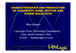 characteristics and production of vanaspati, ghee, butter