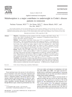 Malabsorption is a major contributor to underweight in Crohn`s