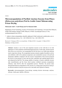 Microencapsulation of Purified Amylase Enzyme from Pitaya
