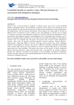 Landslide hazards in sensitive clays - NGM