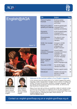English Newsletter English@AQA