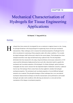 Chapter 12: Mechanical Characterisation of Hydrogels for Tissue