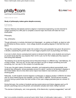 Study of Philosophy Makes Gains Despite Economy