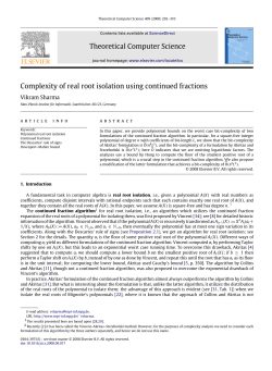 Theoretical Computer Science Complexity of real root isolation