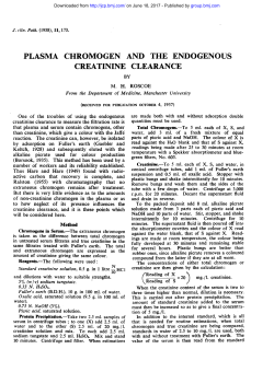plasma chromogen and the endogenous creatinine clearance