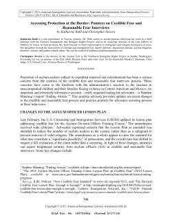 Accessing Protection at the Border: Pointers on Credible Fear