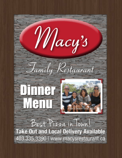 Menu - Macy`s Restaurant