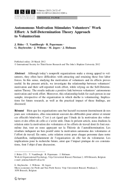 Autonomous Motivation Stimulates Volunteers` Work Effort: A Self