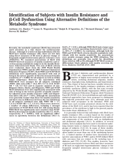 Identification of Subjects with Insulin Resistance and