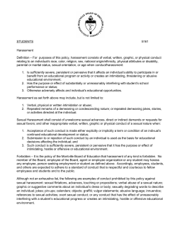 STUDENTS 5161 Harassment Definition – For purposes of this