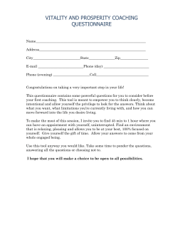 foundation questionnaire - Vitality and Prosperity
