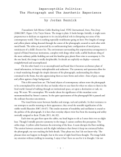Imperceptible Politics: The Photograph and The Aesthetic