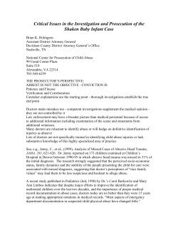 Critical Issues in the Investigation and Prosecution of the Shaken