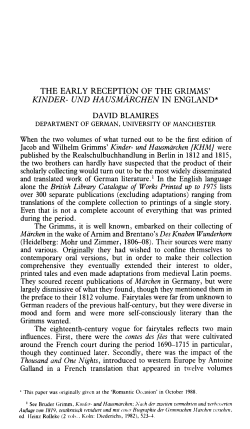 the early reception of the grimms` kinder
