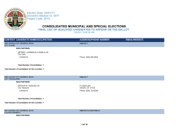 Final List of Qualified Candidates to Appear on the Ballot