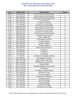 Spring 2017 TSU TNeCampus Seven Week Courses