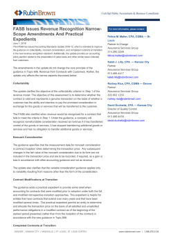 FASB Issues Revenue Recognition Narrow- Scope