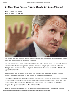 Geithner Says Fannie, Freddie Should Cut Some Principal