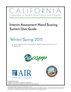 2015 Interim Assessment Hand Scoring System User Guide