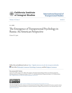 The Emergence of Transpersonal Psychology in Russia