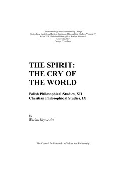 the spirit: the cry of the world - Council for Research in Values and