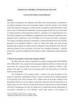 EMERGENCE THEORIES AND PRAGMATIC REALISM