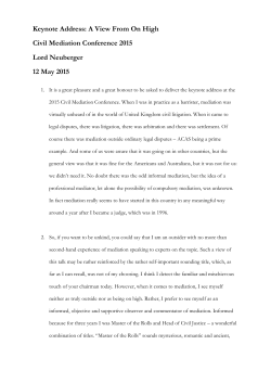 Lord Neuberger at the Civil Mediation Conference 2015