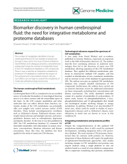 Biomarker discovery in human cerebrospinal fluid: the need for
