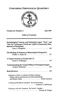 Eschatological Tension and Existential Angst: "Now"