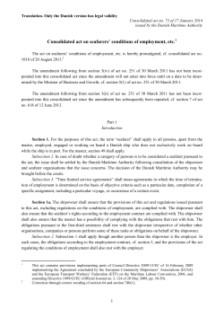 Consolidated act on seafarers` conditions of employment, etc.1