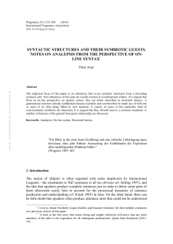 SYNTACTIC STRUCTURES AND THEIR SYMBIOTIC GUESTS
