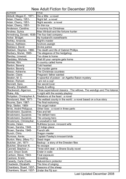 New Adult Fiction for December 2008