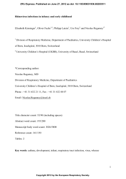 1 Rhinovirus infections in infancy and early childhood Elisabeth