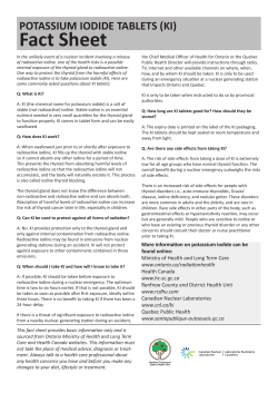 POTASSIUM IODIDE TABLETS (KI) Fact Sheet
