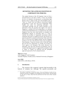 REVISITING THE ALTER EGO EXCEPTION IN CORPORATE VEIL