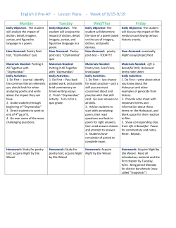 English II Pre-AP - Lesson Plans - Week of 9/15-9/19