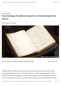 Open science: The findings of medical research are disseminated