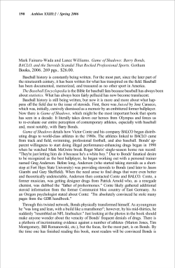 Mark Fainaru-Wada and Lance Williams. Game of Shadows: Barry