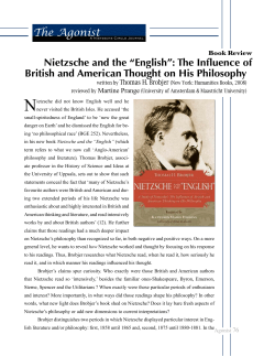 Nietzsche and the &ldquo;English&rdquo;