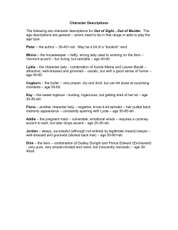 Character Descriptions The following are character descriptions for