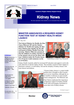 June 2013 (Vol. 13 Issue 5) - Canberra Region Kidney Support Group