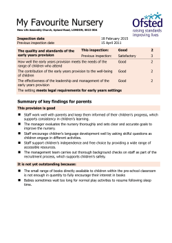 Ofsted Report 2015 - My Favourite Nursery