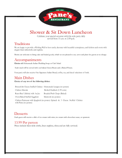 Banquet Menu - Panes Restaurant