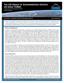 Fact Sheet: The UN Group of Governmental Experts on Space TCBMs