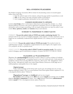 MLA: Avoiding Plagerism