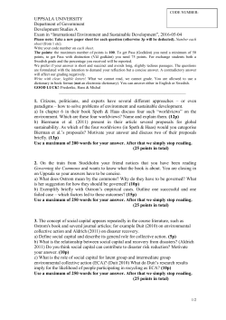 International Environment and Sustainable