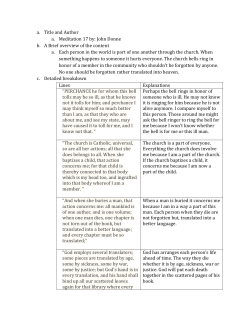 a. Title and Author a. Meditation 17 by: John Donne b. A Brief